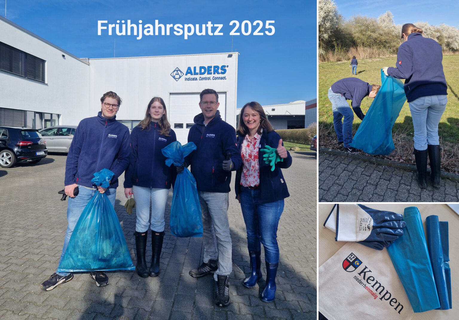 Kollegen und Kolleginnen von ALDERS beim Frühjahrsputz 2025 in der Stadt Kempen, Arnoldstraße