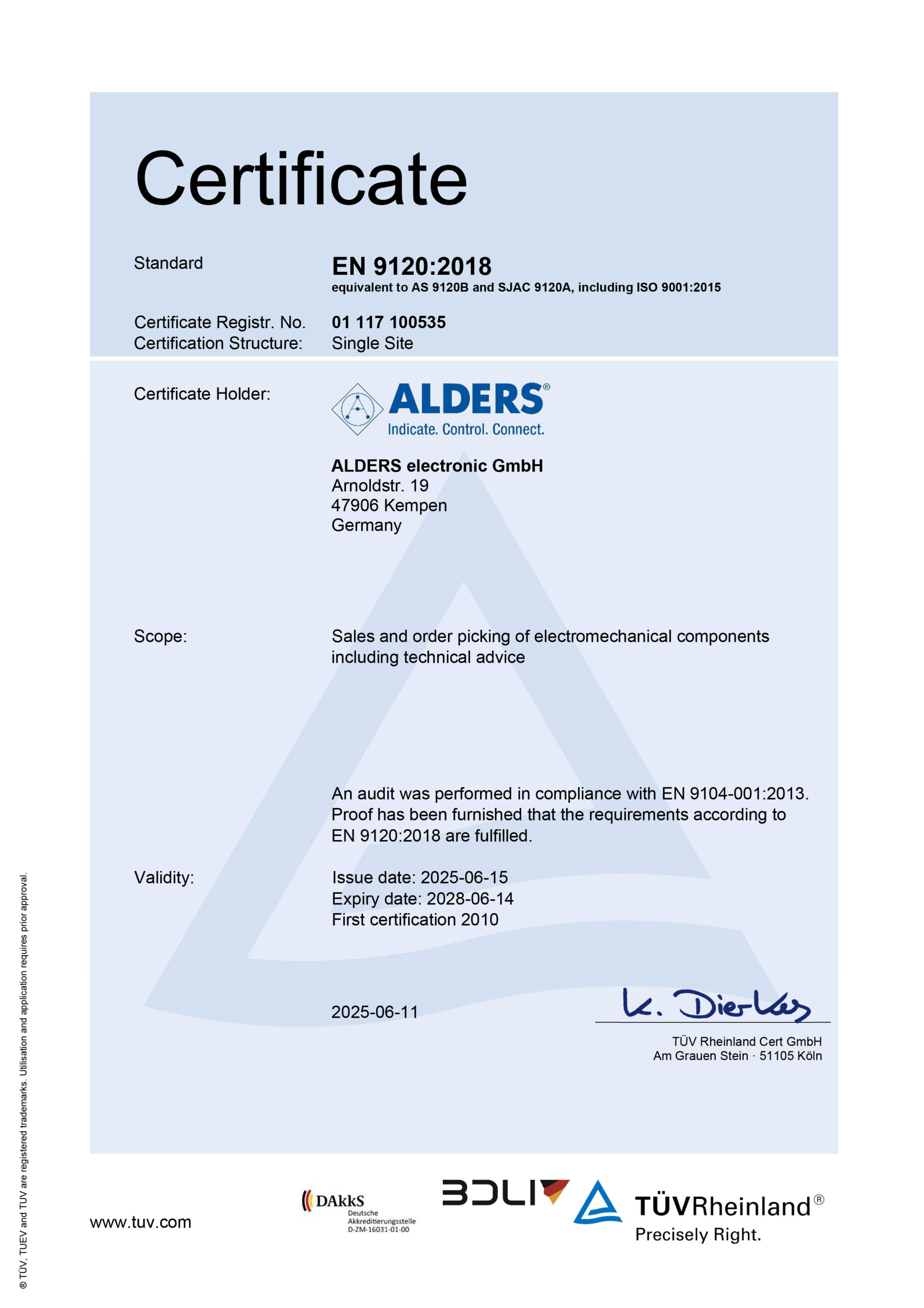 ISO Zertifikat englisch