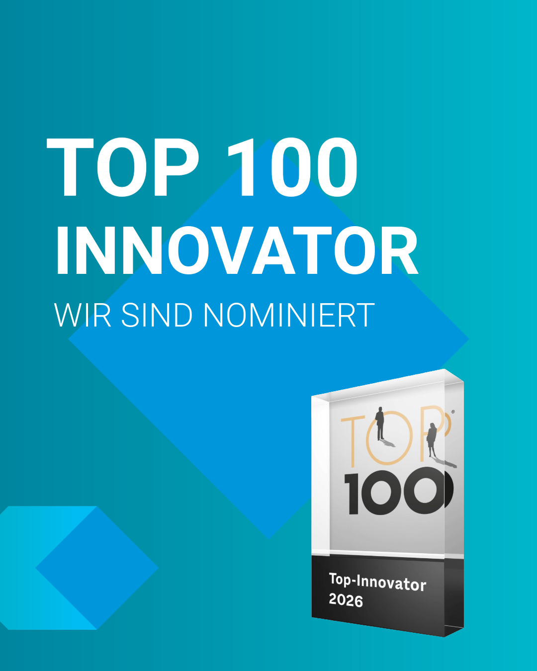 Grafik, die zeigt, dass ALDERS zu den TOP 100 Innovatoren gehört; Darstellung des TOP‑100‑Logos als Hinweis auf die aktuelle Nominierung.